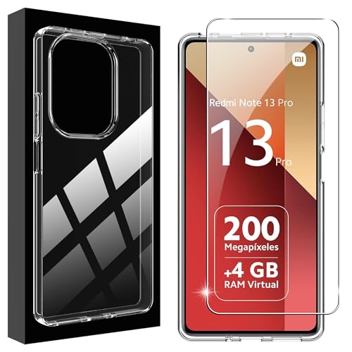 Lemxiee Case für Xiaomi Redmi Note 13 Pro 4G Handyhülle + [1 Stück] Schutzfolie für Xiaomi Redmi Note 13 Pro 4G Panzerglas,Panzerfolie und Weiche TPU hülle für Xiaomi Redmi Note 13 Pro 4G case von Lemxiee