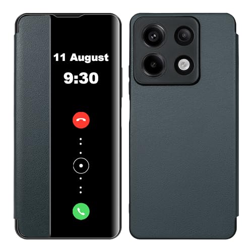 Lemxiee Case für Xiaomi Redmi Note 13 Pro 5G/Poco X6 5G Handyhülle,Premium PU Flip Schutzhülle，Transluzentes PC Sichtfenster Weiche Silikon-Schutzhülle für Redmi Note 13 Pro 5G/Poco X6 5G hülle von Lemxiee