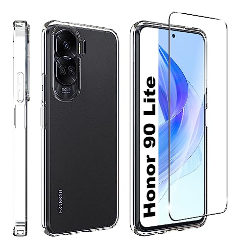 Lemxiee Cases für Honor 90 Lite Handyhülle +[1 Stück] Schutzfolie für Honor 90 Lite Panzerglas,Weiche TPU-Telefonhülle [Anti-Scratch] [Ultra Thin] [Stoßfest]- Transparent von Lemxiee