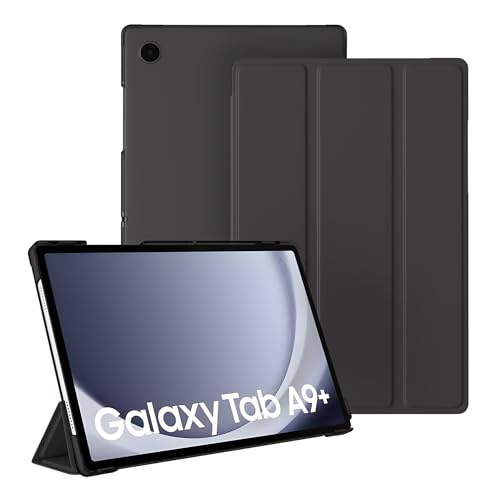 Lemxiee Cases für Samsung Galaxy Tab A9+ hülle,Magnetische Slim Smart Folio PU-Schutzhülle [Auto Schlaf/Wach][Kratzfest] PU Leder Hülle Samsung Galaxy Tab A9+ Cover -Schwarz von Lemxiee
