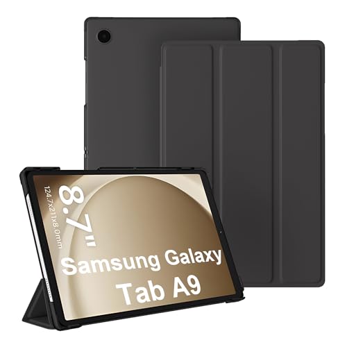 Lemxiee Cases für Samsung Galaxy Tab A9 hülle,Magnetische Slim Smart Folio PU-Schutzhülle [Auto Schlaf/Wach][Kratzfest] PU Leder Hülle Samsung Galaxy Tab A9 Cover -Schwarz von Lemxiee