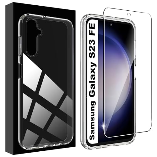 Lemxiee Handyhülle für Samsung Galaxy S23 FE hülle +[1 Stück] Schutzfolie für Samsung Galaxy S23 FE panzerglas,Weiche TPU-Telefonhülle [Anti-Scratch] [Ultra Thin] [Stoßfest]- Transparent von Lemxiee