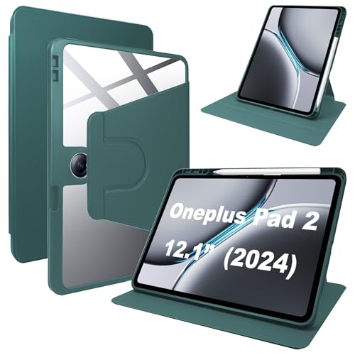 Lemxiee PU Leder Case für Oneplus Pad 2 & Oppo Pad 3 Pro hülle mit Stiftschlitz/Drehständer/Kratzfest,PU Leder + Acryl Hülle für Oneplus Pad 2 & Oppo Pad 3 Pro (2024) 12.1" Cover von Lemxiee