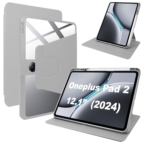 Lemxiee PU Leder Case für Oneplus Pad 2 & Oppo Pad 3 Pro hülle mit Stiftschlitz/Drehständer/Kratzfest,PU Leder + Acryl Hülle für Oneplus Pad 2 & Oppo Pad 3 Pro (2024) 12.1" Cover von Lemxiee