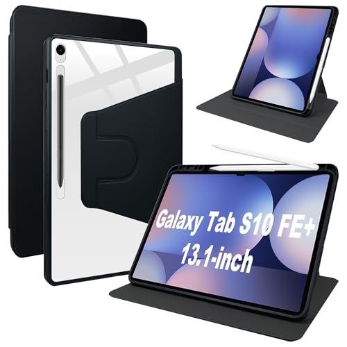 Lemxiee PU Leder Case für Samsung Galaxy Tab S10 FE Plus 13.1" hülle mit Stiftschlitz/Drehständer/Kratzfest,PU Leder + Acryl Cover von Lemxiee