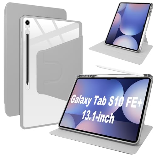 Lemxiee PU Leder Case für Samsung Galaxy Tab S10 FE Plus 13.1" hülle mit Stiftschlitz/Drehständer/Kratzfest,PU Leder + Acryl Cover von Lemxiee