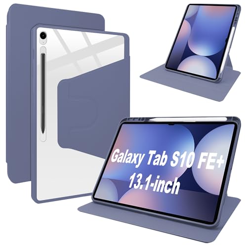 Lemxiee PU Leder Case für Samsung Galaxy Tab S10 FE Plus 13.1" hülle mit Stiftschlitz/Drehständer/Kratzfest,PU Leder + Acryl Cover von Lemxiee