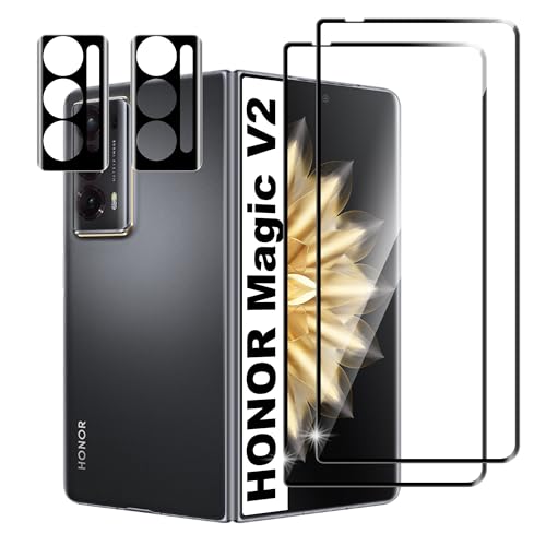 Lemxiee Schutzfolie für HONOR Magic V2 Panzerglas [2+2 Stück] Kamera Schutzfolie + 9H Härte Displayschutz Folie,Ultra Dünn Anti-Scratch Displayschutzfolie Panzerfolie für HONOR Magic V2 von Lemxiee