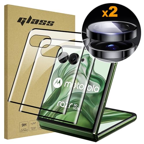 Lemxiee Schutzfolie für Motorola razr 50 Ultra & Moto razr 60 Ultra Panzerglas [2+1 Stück] Kameraschutz + HD 9H Härte Displayschutz Folie Displayschutzfolie von Lemxiee
