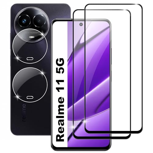 Lemxiee Schutzfolie für Realme 11 5G Panzerglas [2+2 Stück] Kamera Schutzfolie + 9H Härte Displayschutz Folie,Ultra Dünn Anti-Scratch Displayschutzfolie Panzerfolie für Realme 11 5G von Lemxiee