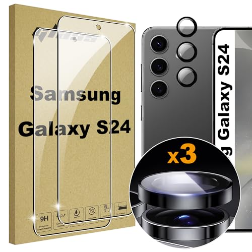 Lemxiee Schutzfolie für Samsung Galaxy S24 Panzerglas [2+3 Stück] Kamera Schutzfolie + 9H Härte Displayschutz Folie Displayschutzfolie Panzerfolie für Samsung Galaxy S24 von Lemxiee