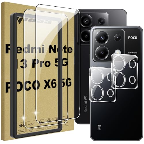 Lemxiee Schutzfolie für Xiaomi Redmi Note 13 Pro 5G/POCO X6 5G Panzerglas [2+2 Stück] Kamera Schutzfolie + 9H Härte Displayschutz Folie Displayschutzfolie Panzerfolie von Lemxiee