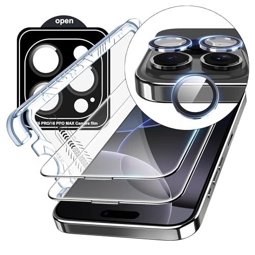 Lemxiee Schutzfolie für iPhone 16 Pro MAX Panzerglas [2+1 Stück] Kamera Schutzfolie + HD 9H Härte Displayschutz Folie Displayschutzfolie für iPhone 16 Pro MAX 6.9" von Lemxiee