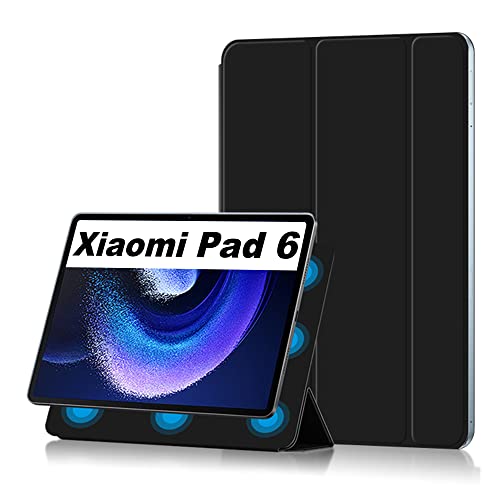 Lemxiee Smart Folio für Xiaomi Pad 6/Pad 6 Pro hülle,Slim Smart Folio magnetisch PU-Schutzhülle [Auto Schlaf/Wach][Grenzenlos][Kratzfest][Klappbarer Ständer] Cases für Xiaomi Pad 6 -Schwarz von Lemxiee