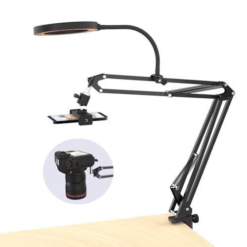 Overhead Stativ Handy mit Ringlicht, Flexibler Tisch Kamera Arm mit Licht, Flexible Tisch Kamera Arm Halterung mit Ringlicht für YouTube Live Stream Videoaufzeichnung, Kompatibel mit iPhone Overhead Stativ Handy mit Ringlicht, Flexibler Tisch Kamera Arm mit Licht, Flexible Tisch Kamera Arm Halterung mit Ringlicht für YouTube Live Stream Videoaufzeichnung, Kompatibel mit iPhone von LenTok