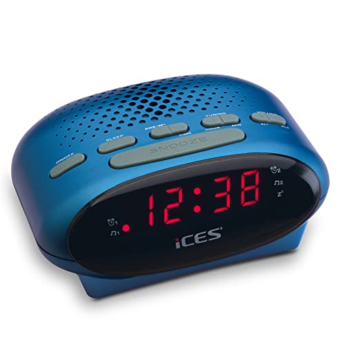 Ices ICR-210 Blue - FM Uhrenradio - Radiowecker mit 2 Weckzeiten - PLL FM - Schlummerfunktion - Sleeptimer - Gangreserve - Kompakt - ICR-210 Blau Ices ICR-210 Blue - FM Uhrenradio - Radiowecker mit 2 Weckzeiten - PLL FM - Schlummerfunktion - Sleeptimer - Gangreserve - Kompakt - ICR-210 Blau von iCES