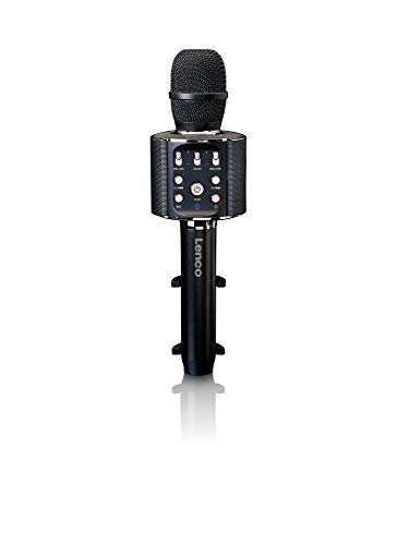 Lenco BMC-090 - Karaoke-Mikrofon - Bluetooth V4.2 - Mit Smartphone-Halterung - 5 Watt RMS - LED-Lichteffekte - Integrierter Akku mit 1200mAh - Android und iOS - Schwarz von Lenco