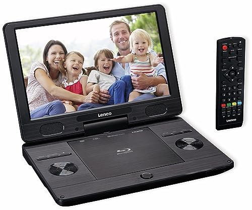 Lenco BRP-1150 tragbarer Blu-Ray DVD-Player - 11,5” drehbarer TFT Bildschirm mit 1024 x 600 Pixel - integrierter Akku - mit Netz- und KfZ-Adapter - USB Eingang - AV-Out - HDMI - Schwarz von Lenco