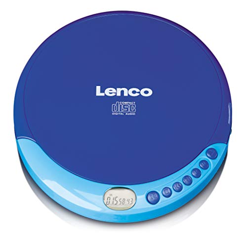 Lenco CD-011 - Tragbarer CD-Spieler mit Akkuladefunktion -Discman - CD Walkman - Mit Kopfhörern und Micro-USB-Ladekabel - LCD-Bildschirm - blau von Lenco