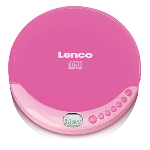 Lenco CD-011PK - Tragbarer CD-Spieler mit Akkuladefunktion - LCD-Bildschirm - Diskman - CD-Walkman - mit Kopfhörern und Micro-USB-Ladekabel - Pink von Lenco