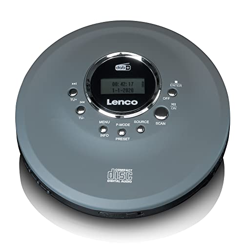 Lenco CD-400 - Tragbarer CD-Player - Discman - DAB+ Radio - CD, CD-R/RW, MP3-Player - Senderspeicher - Hörbuchfunktion - Antishock - integrierter Akku 1000mAH - Grau von Lenco