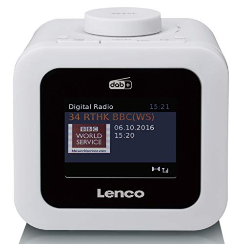 Lenco CR-620 DAB+ Radiowecker - 3“ TFT Farbdisplay - FM Empfänger - 40 Senderspeicher für FM und DAB+ - Alarm u. Schlummerfunktion - 2 Watt RMS - 3,5mm Anschluss - Weiß von Lenco