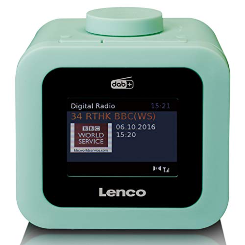 Lenco CR-620 DAB+ Uhrenradio - Radiowecker mit 3“ TFT Farbdisplay - PLL FM - 40 Senderspeicher für FM und DAB+ - Alarm u. Schlummerfunktion - 2 Watt RMS - 3,5mm - Grün, CR-620GR von Lenco