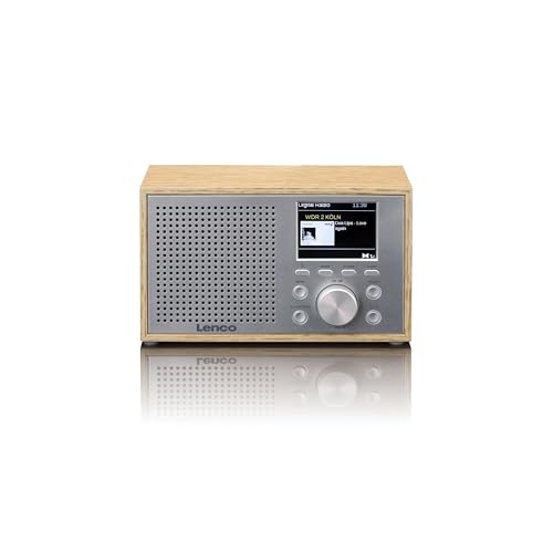 Lenco DAR-017 DAB+ Radio – kompaktes DAB+ Radio mit Bluetooth 5.0 - Senderspeicher - FM Empfänger - 2 Weckzeiten - 3 Watt RMS - 3,5mm AUX - Holz von Lenco