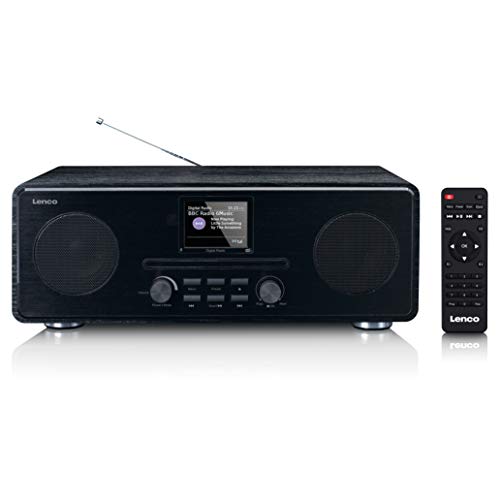 Lenco DAR-061 Dab+ CD Radio - Bluetooth 5.0 - Dab+ und FM PLL-Empfänger - LCD-Display - Zwei Stunden Aufwachen - 2 x 10 W RMS - Equalizer - Aux-In - 3,5 mm - Schwarz von Lenco