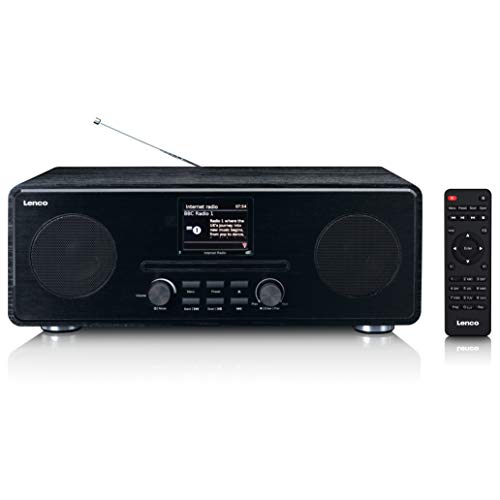 Lenco DIR 260 Internetradio - DAB+ Digitalradio - Bluetooth - WLAN - Radio-CD Player - 2,8“ Farbdisplay - AUX - Wecker - App Steuerung via Undok - 2 x 10 Watt RMS - schwarz von Lenco