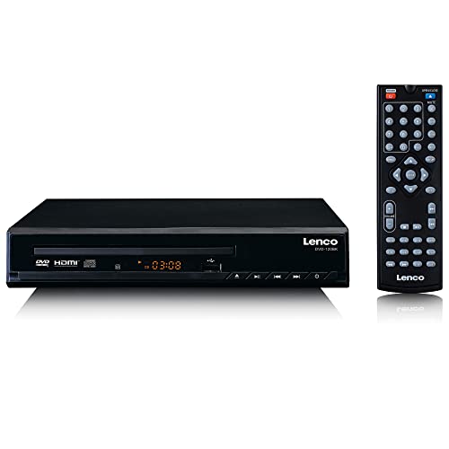Lenco DVD-120 DVD-Player - HDMI und SCART Anschluss - USB Wiedergabe - MP3,MPG,MPEG4,AVI - Audio und Video Out - Fernbedienung -Schwarz, DVD-120BK, Kompakt von Lenco