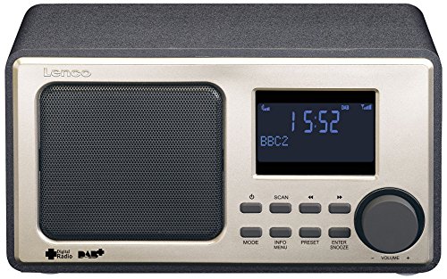 Lenco Digitalradio DAR-010 mit DAB+ und UKW Tuner (Senderspeicher, 2 Weckzeiten, Holzgehäuse, Kopfhörer-Anschluss), Schwarz von Lenco