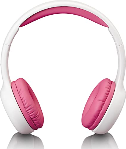 Lenco HP-010 Kopfhörer für Kinder - Lautstärkebegrenzung auf Begrenzung auf 85dB - weiche Ohrteile - 120cm Kabel - mit Aufklebern - weiß/pink von Lenco