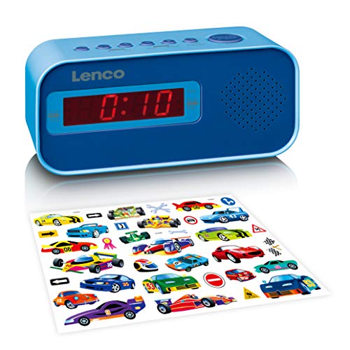 Lenco Kinderwecker Cr-205 - Zwei Stunden Aufwachen - Ukw-PLL-Radio - Schlummerfunktion - Dimmer - Aufkleber - Blau 1 Stück (1er Pack) von Lenco