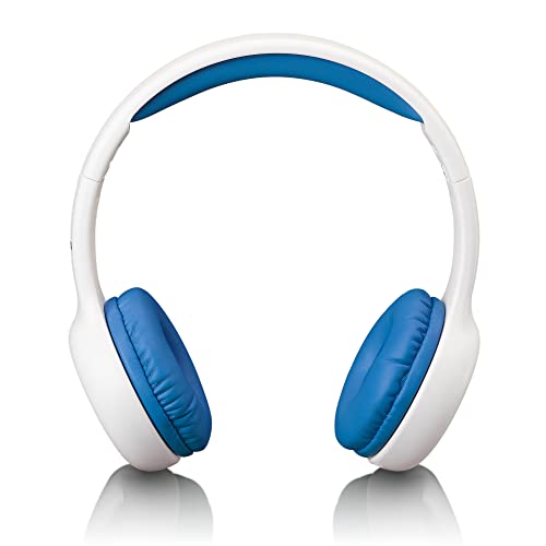 Lenco Kopfhörer für Kinder - Lautstärkebegrenzung auf 85dB - sehr komfortabel - 120 cm Kabel - mit Aufklebern - weiß / blau von Lenco