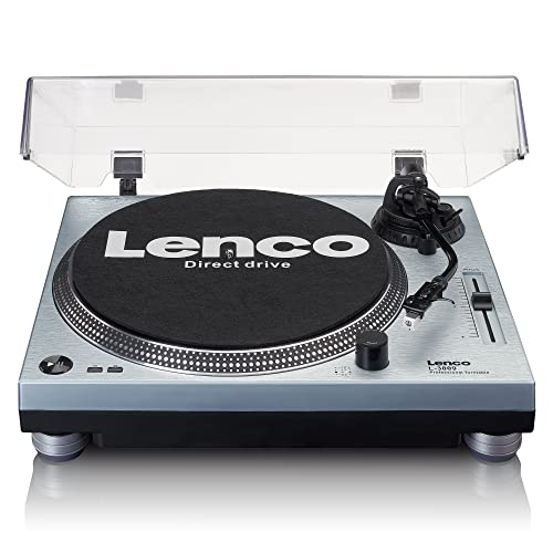 Lenco L-3809 Plattenspieler - DJ Plattenspieler mit Direktantrieb - USB - Vorverstärker - 33 und 45 U/min - MMC - RCA- Line Out - Blau Metallic von Lenco