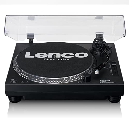 Lenco L-3818 Plattenspieler mit Direktantrieb - DJ Plattenspieler - Pitch Control - 33 und 45 U/min - Stereo Vorverstärker - USB - RCA Line-Out - Digitalisierung via PC - Schwarz, L-3818BK von Lenco