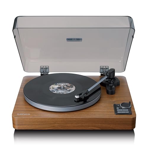 Lenco LBTA-165WD Vollautomatischer Plattenspieler - Bluetooth 5.3 - Holzgehäuse - Metall-Plattenteller & AT3600L Tonabnehmer - Auto-Start & Auto-Return - 2 Geschwindigkeiten (33/45 U/min) - Integriert von Lenco