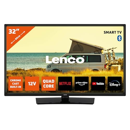 Lenco LED-3263 LED-Fernseher - HD Smart TV - 32 Zoll (80cm) - 12 Volt KfZ Anschluss - HDR - Stereo Lautsprecher - Bluetooth - W-Lan - Tripple Tuner - Alle gängigen Anschlüsse - Schwarz von Lenco