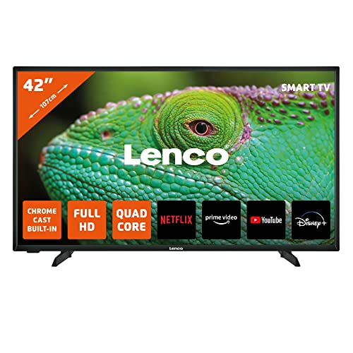 Lenco LED-4243 Fernseher - 42 Zoll Smart TV - Full HD - HDR - Stereo Lautsprecher - Triple Tuner - HDMI x3 - WLAN - Ethernet - VGA - Android TV - Bluetooth - schwarz von Lenco