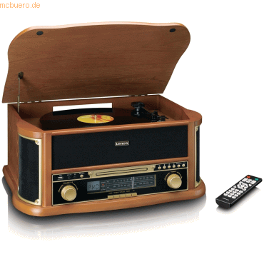 Lenco LENCO TCD-2551 Plattenspieler Holzgehäuse USB Kassette wood von Lenco