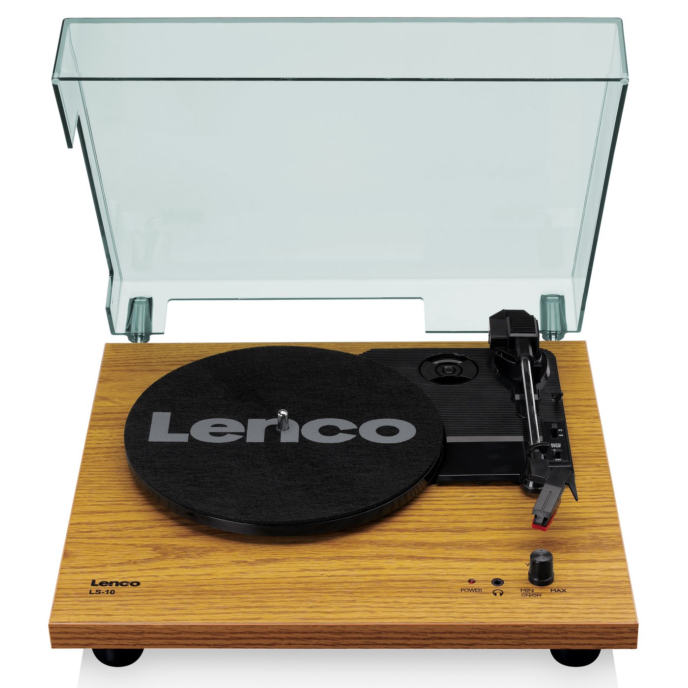 Lenco LS-10BK Plattenspieler (elektrisch, Vinyl, 33 45 U/min, RCA Lautsprecher, Kopfhöreranschluss im Schwarz) von Lenco