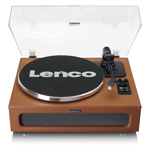 Lenco LS-430 giradiscos - giradiscos Bluetooth - altavoces integrados 40 vatios RMS - transmisión por correa - control de tono - preamplificador - salida RCA y entrada AUX - marrón, LS-430BN von Lenco