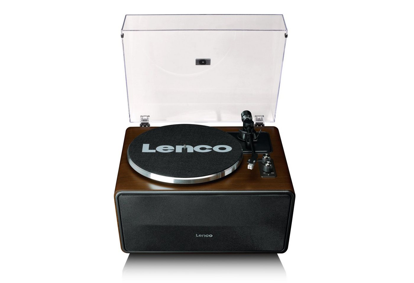 Lenco LS-470WA Plattenspieler (Riemenantrieb, Bluetooth, HiFi-Sound, integrierte 80W Lautsprecher - präzise Töne, Walnussdesign) von Lenco