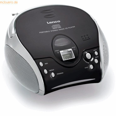 Lenco Lenco SCD-24 Stereo UKW-Radio mit CD-Player (Schwarz/Silber) von Lenco