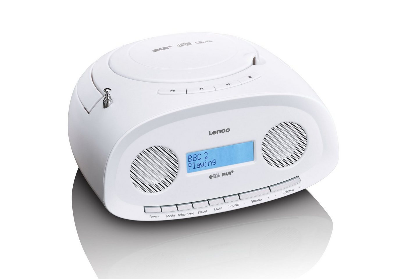 Lenco Lenco SCD-69WH DAB Radio Boombox CD Player, Weiß Radio von Lenco