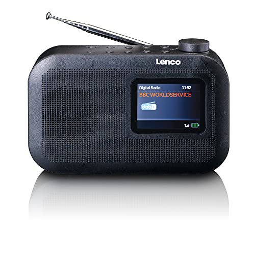 Lenco PDR-026 tragbares DAB+ Radio - Bluetooth 5.1 - PLL FM Radio - 3 Speicherplatztasten - 2,6” Farbdisplay - integrierter Akku - Teleskopantenne - schwarz von Lenco