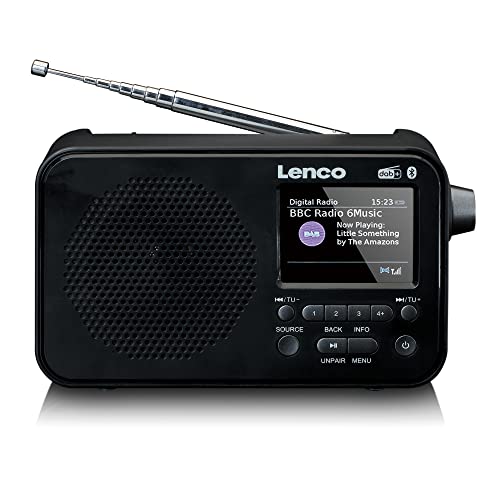 Lenco PDR-036 tragbares DAB+ Radio - Bluetooth 5.0 - PLL FM Radio - 4 Speicherplatztasten - 2,4” Farbdisplay - integrierter Akku - Uhr - Sleeptimer - schwarz von Lenco
