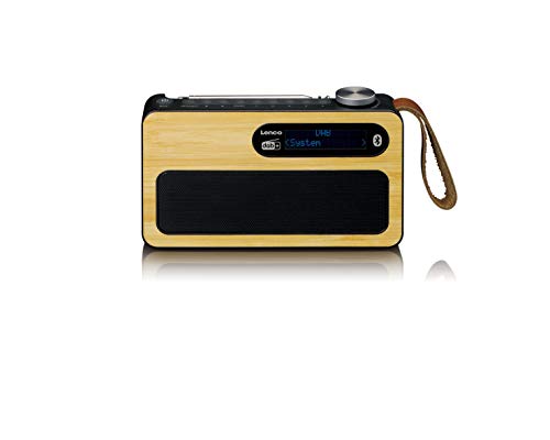Lenco PDR-040 - Tragbares DAB+ Radio - FM Radio - mit Bluetooth - integrierter Akku mit 2000mAh - 3 Watt RMS - Uhr und Weckfunktion - aus echtem Bambus - schwarz von Lenco