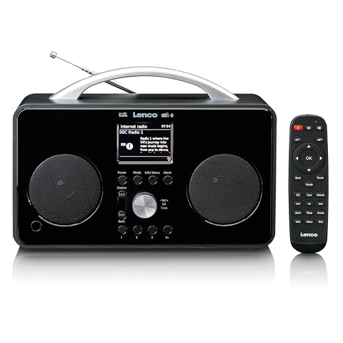 Lenco PIR-645 - tragbares Internetradio - W-LAN - DAB+ und FM Empfänger - Bluetooth - 2,6“ TFT Bildschirm - 4 Speichertasten - Weckfunktion - W-LAN Streaming - 4400mAh Akku - Schwarz von Lenco